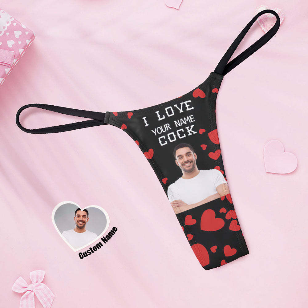 Custom Face Damen-tanga, Tanga, Valentinstagsgeschenk, „i Love Your Name Cock“. - dephotoblanket