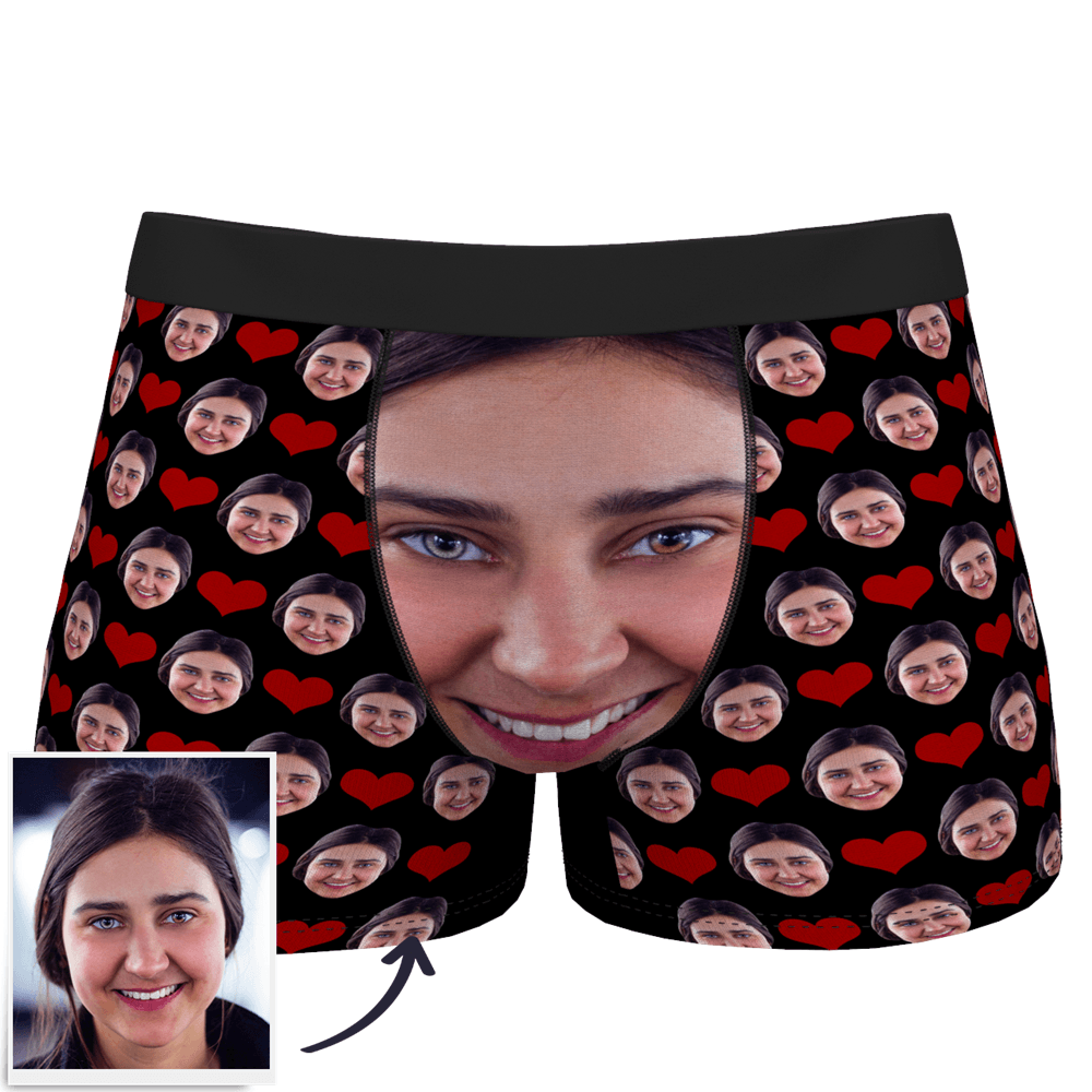 Boxershorts Mit Individuellem Gesicht, Personalisierter Foto-boxer Mit Liebesherz - dephotoblanket