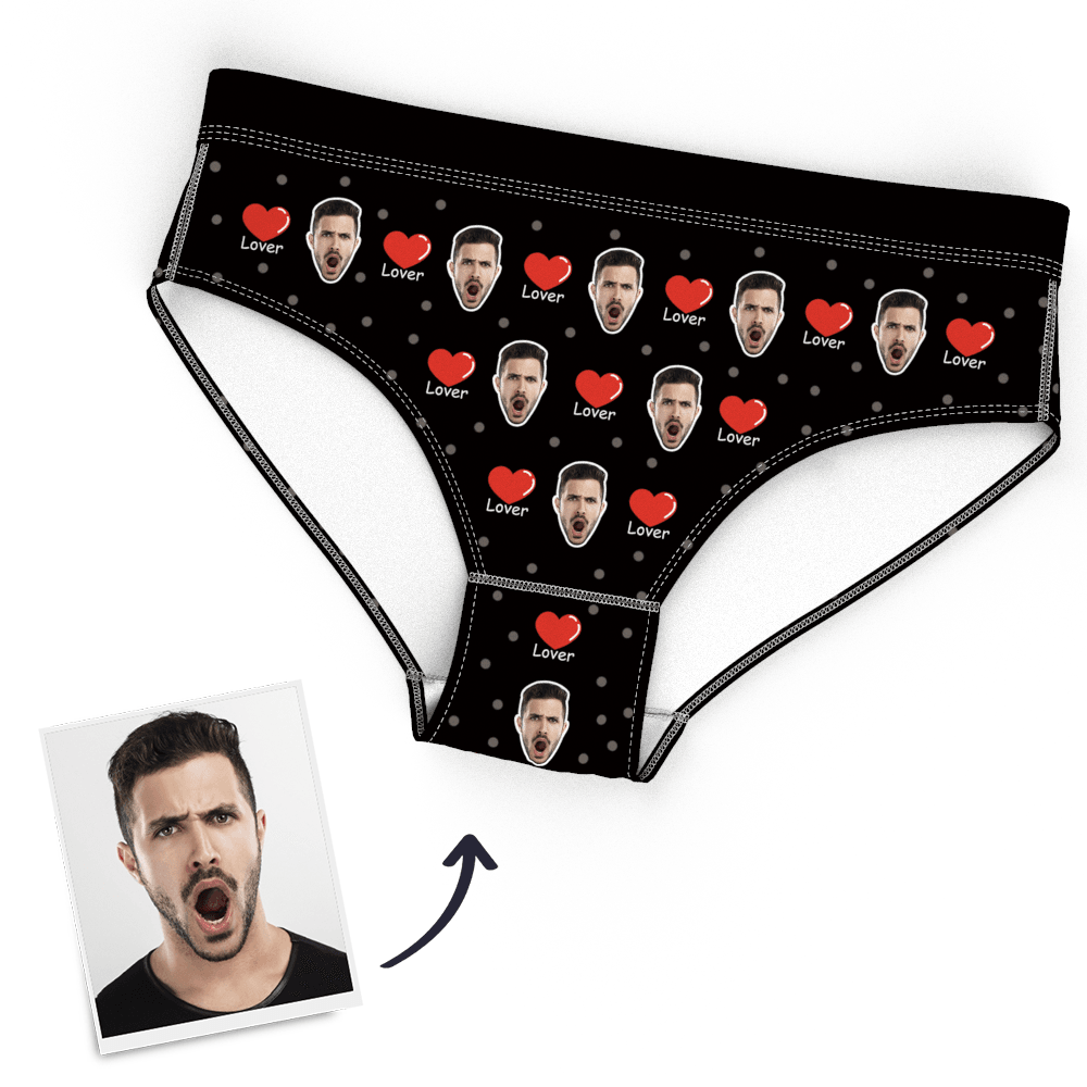 Personalisierte Frauen Gesicht Höschen Liebe Herz Höschen - dephotoblanket