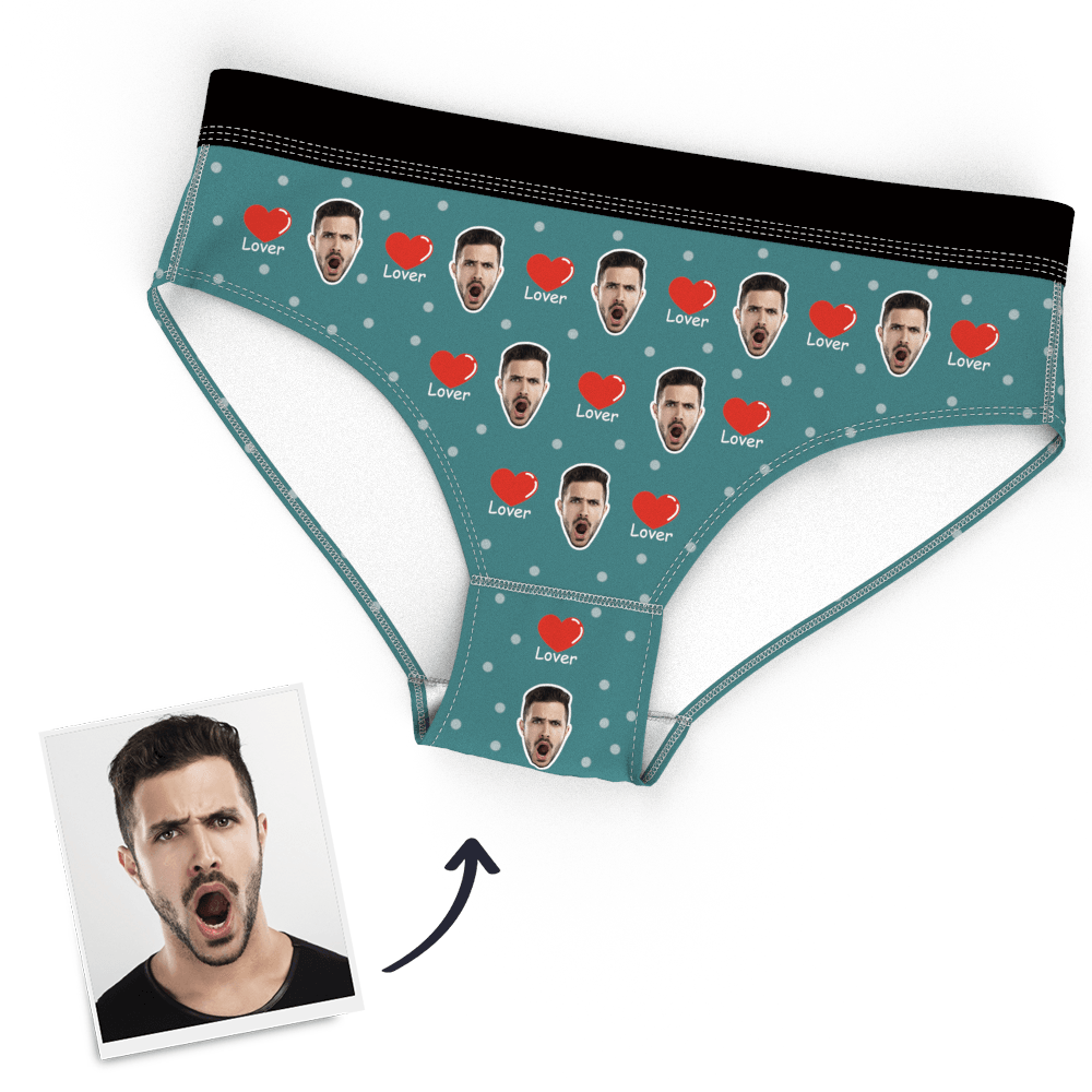 Personalisierte Frauen Gesicht Höschen Liebe Herz Höschen - dephotoblanket