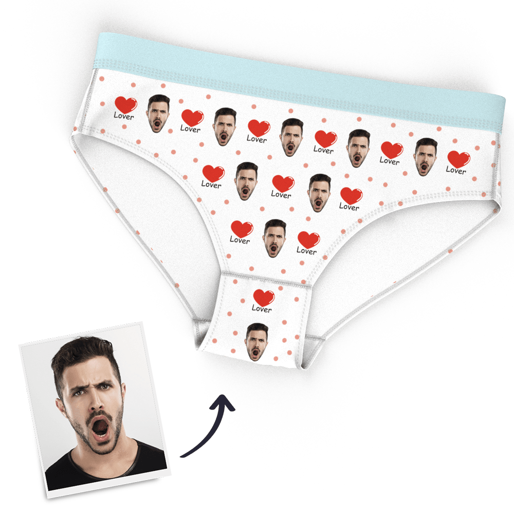Personalisierte Frauen Gesicht Höschen Liebe Herz Höschen - dephotoblanket