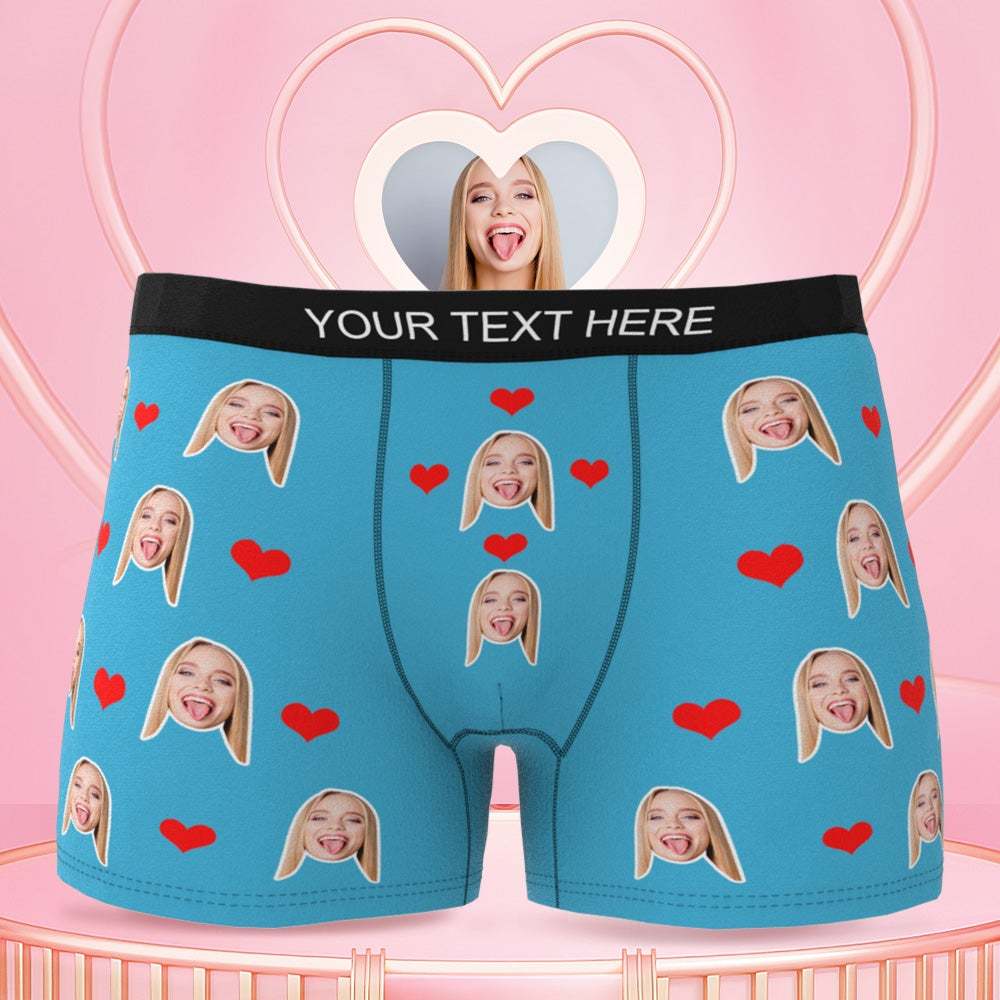 Kundenspezifische Gesichts-boxershorts Mit Rotem Liebes-herz-lustigem Geschenk Für Ihn - dephotoblanket