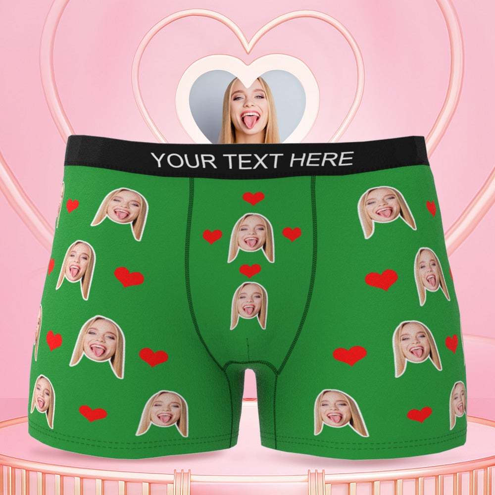 Kundenspezifische Gesichts-boxershorts Mit Rotem Liebes-herz-lustigem Geschenk Für Ihn - dephotoblanket