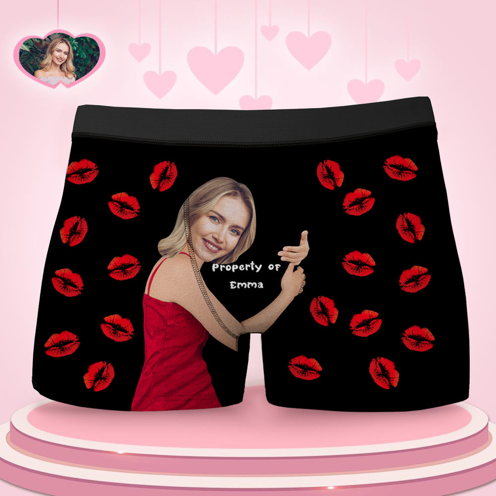 Custom Love Hug Property Of Name Boxershorts, Geschenk Für Ihn, Personalisierte Gesichts-boxershorts