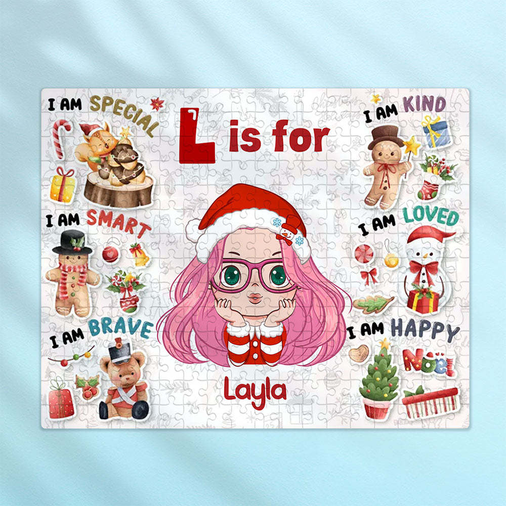 Puzzle Personalisiert – Verspieltes Weihnachts-kinderpuzzle – Geschenk Für Kinder, Enkelkinder – Personalisiertes Puzzle - dephotoblanket