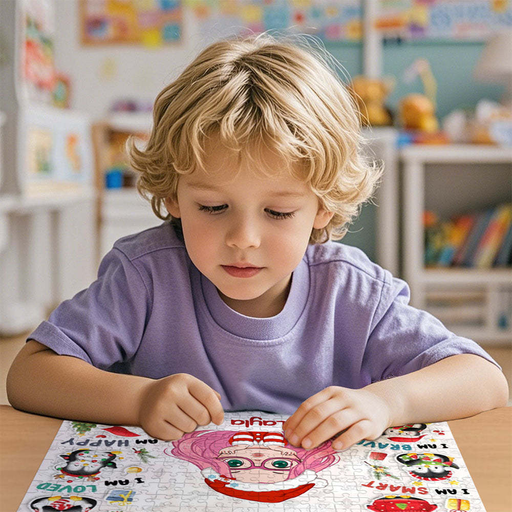 Puzzle Personalisiert – Verspieltes Weihnachts-kinderpuzzle – Geschenk Für Kinder, Enkelkinder – Personalisiertes Puzzle - dephotoblanket