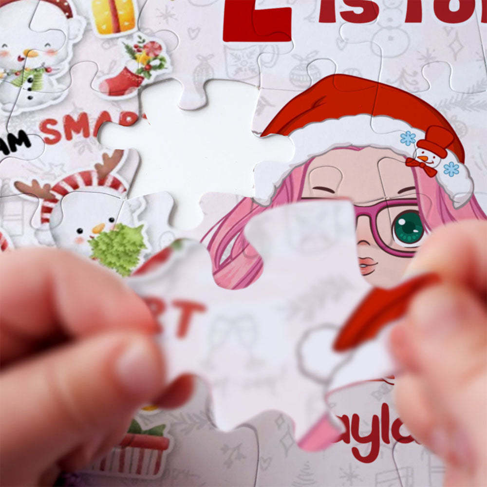 Puzzle Personalisiert – Verspieltes Weihnachts-kinderpuzzle – Geschenk Für Kinder, Enkelkinder – Personalisiertes Puzzle - dephotoblanket
