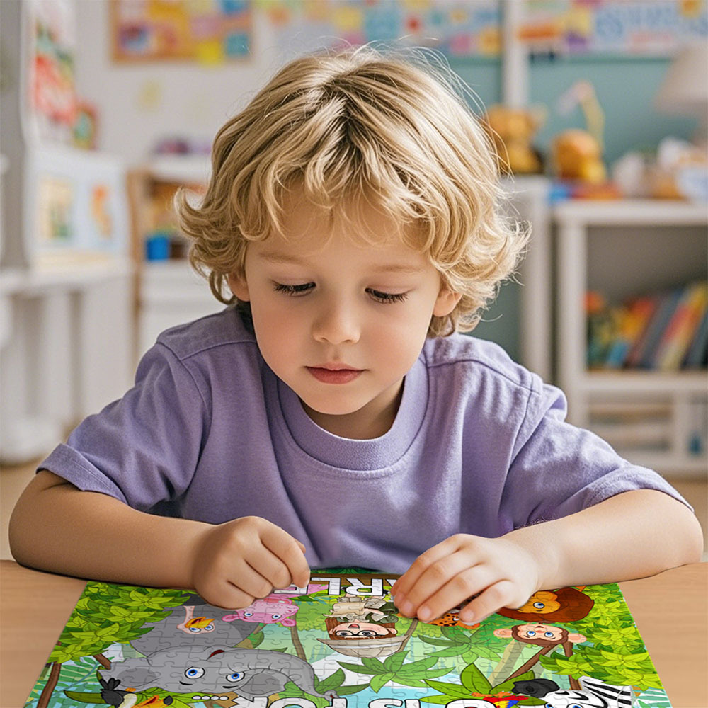 Personalisiertes Puzzle Für Kinder. Niedliche Tiere Und Personalisiertes Kinderpuzzle - dephotoblanket