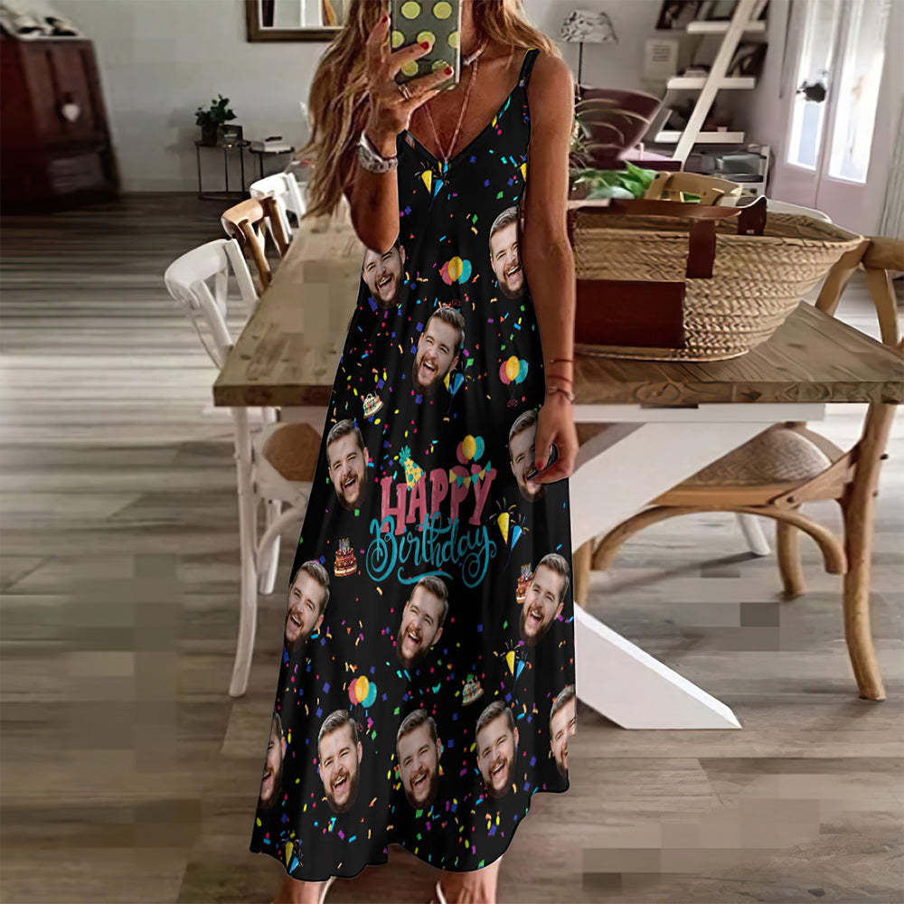 Benutzerdefinierter Gesichts-Streamer, einzigartiges Geburtstagsgeschenk, langes Kleid und Hemd, Paar-Outfit, Surfen im hawaiianischen Stil, Surfen im hawaiianischen Stil - dephotoblanket