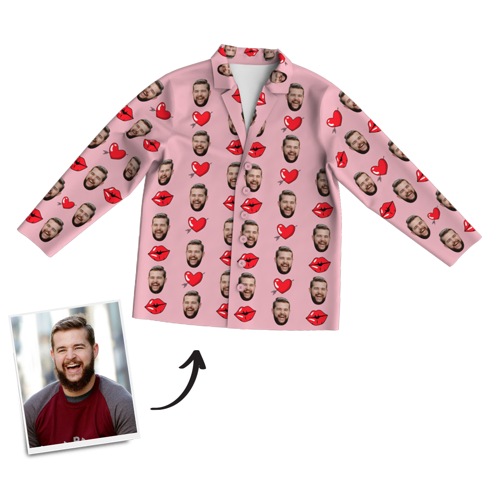 Benutzerdefinierte Foto-langarm-pyjama-nachtwäsche – Kiss - dephotoblanket