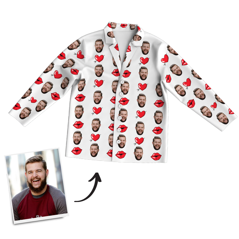 Benutzerdefinierte Foto-langarm-pyjama-nachtwäsche – Kiss - dephotoblanket