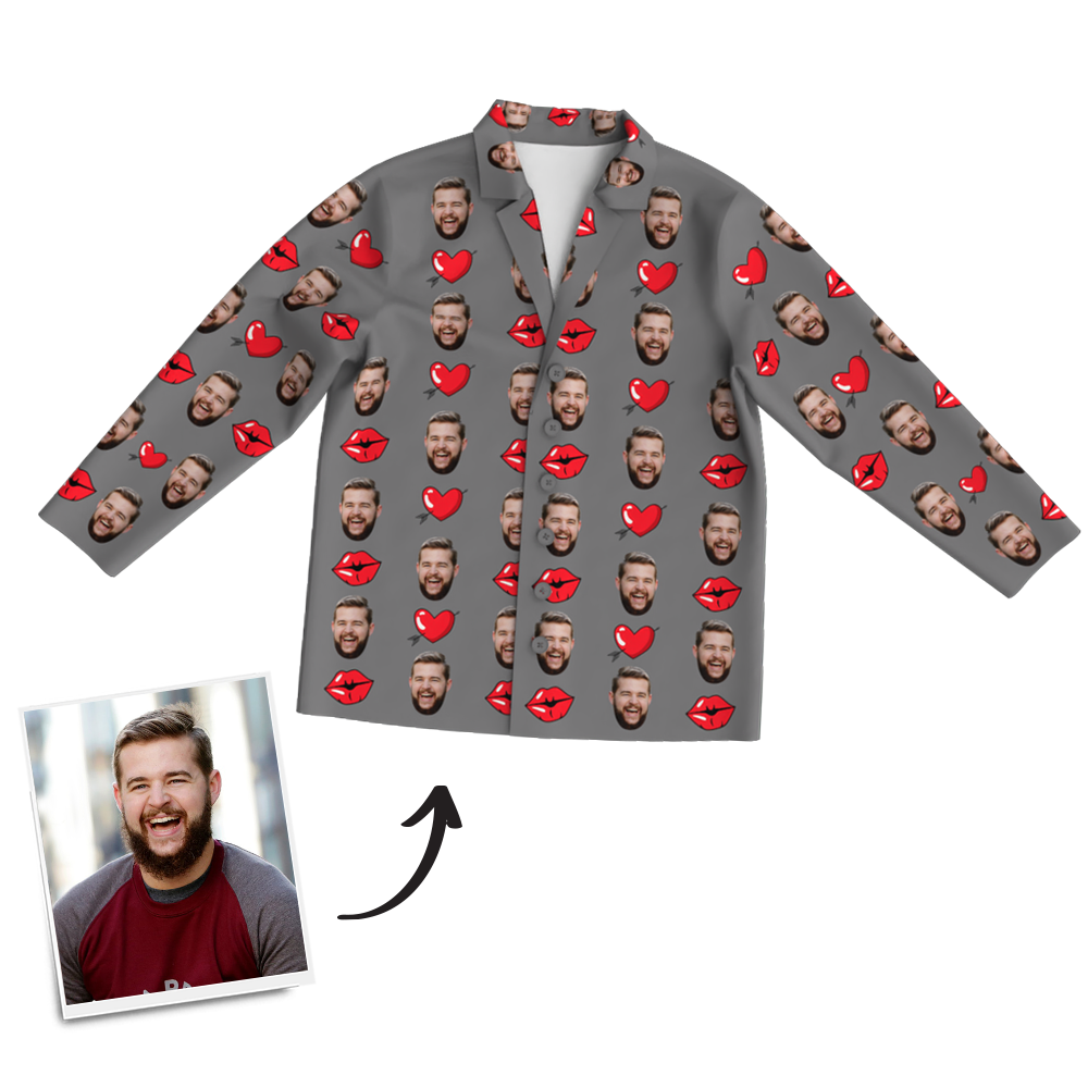 Benutzerdefinierte Foto-langarm-pyjama-nachtwäsche – Kiss - dephotoblanket