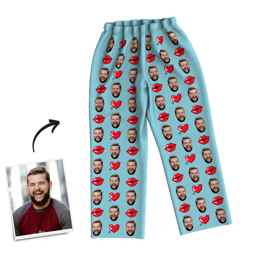 Benutzerdefinierte Foto-langarm-pyjama-nachtwäsche – Kiss - dephotoblanket