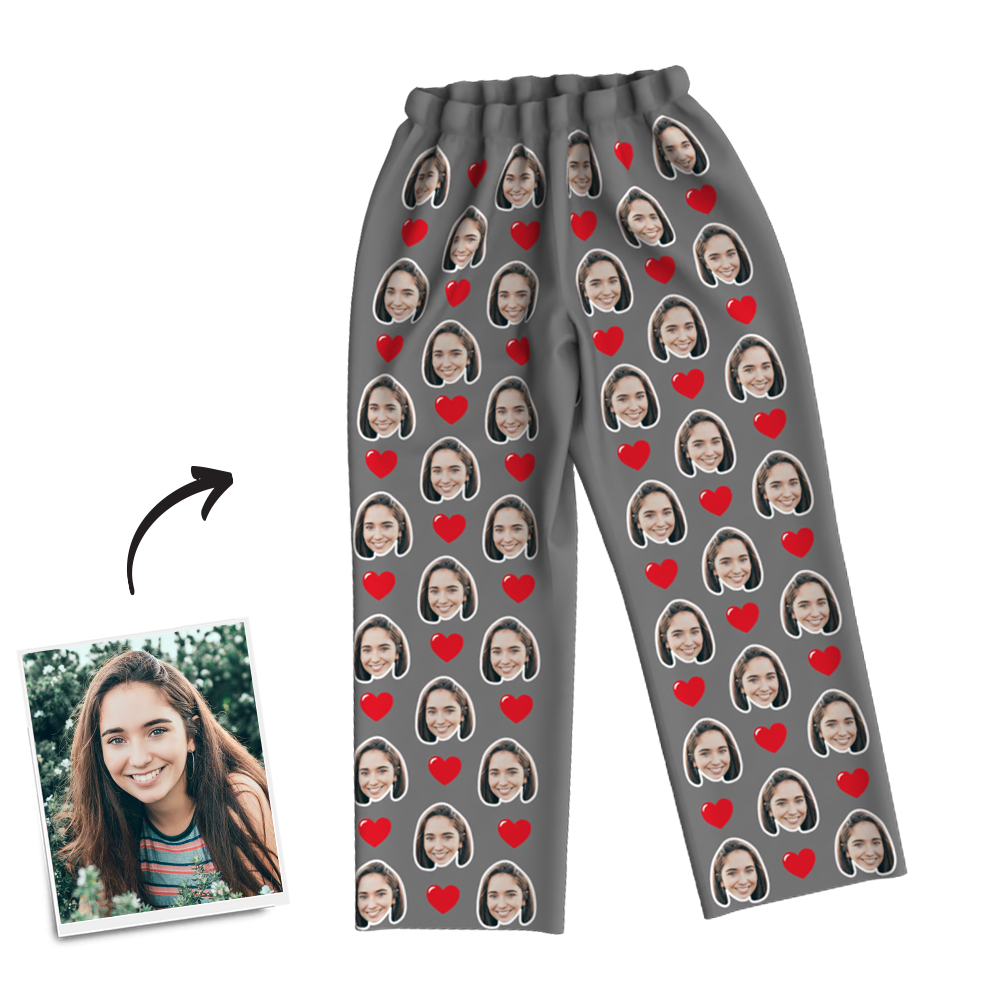 Benutzerdefiniertes Foto-langarm-pyjama-oberteil, Nachtwäsche, Nachtwäsche – Herz - dephotoblanket