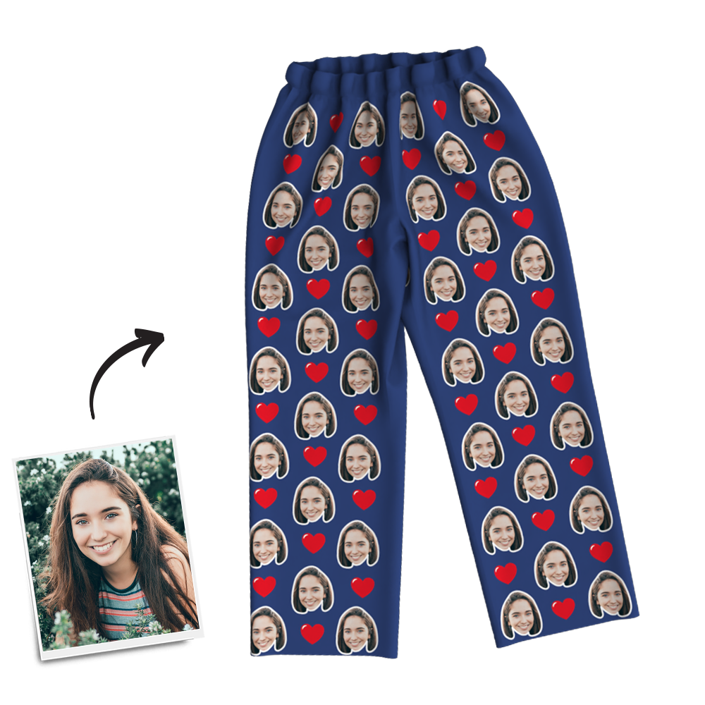 Benutzerdefiniertes Foto-langarm-pyjama-oberteil, Nachtwäsche, Nachtwäsche – Herz - dephotoblanket