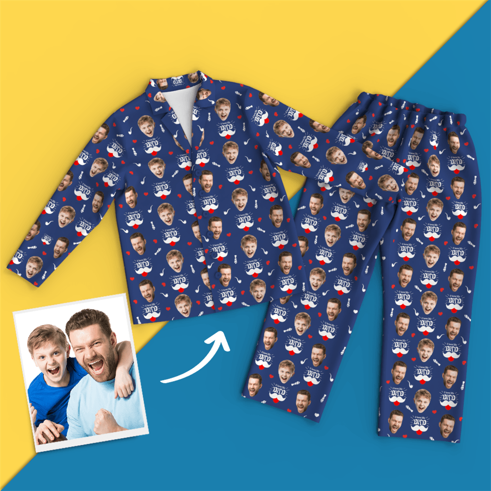 Pyjama Mit Individuellem Gesicht – „i Love My Dad“. - dephotoblanket
