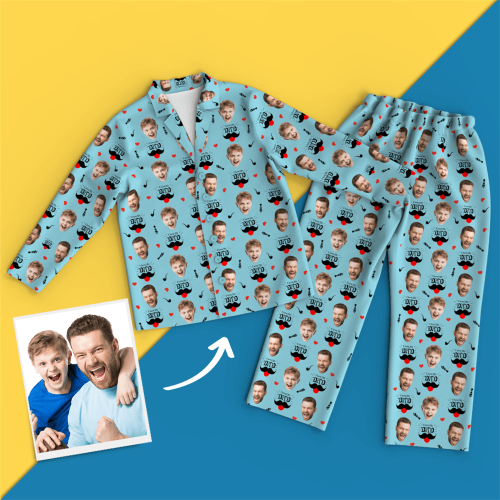 Pyjama Mit Individuellem Gesicht – „i Love My Dad“. - dephotoblanket