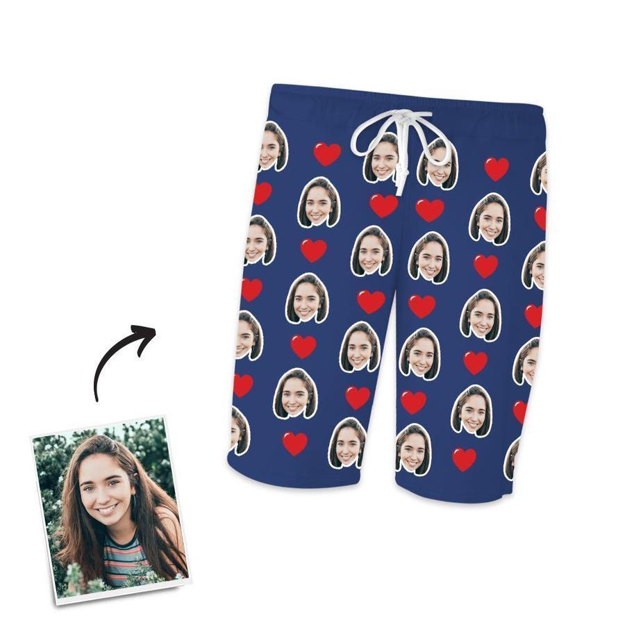 Kurzärmliger Pyjama Mit Individuellem Fotogesicht – Herzen - dephotoblanket