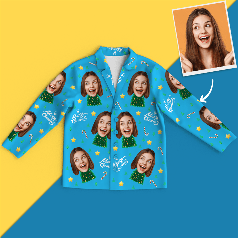 Weihnachtsgeschenke, Individuelles Gesicht Auf Pyjamas, Weihnachtsbaum-pyjamas - dephotoblanket
