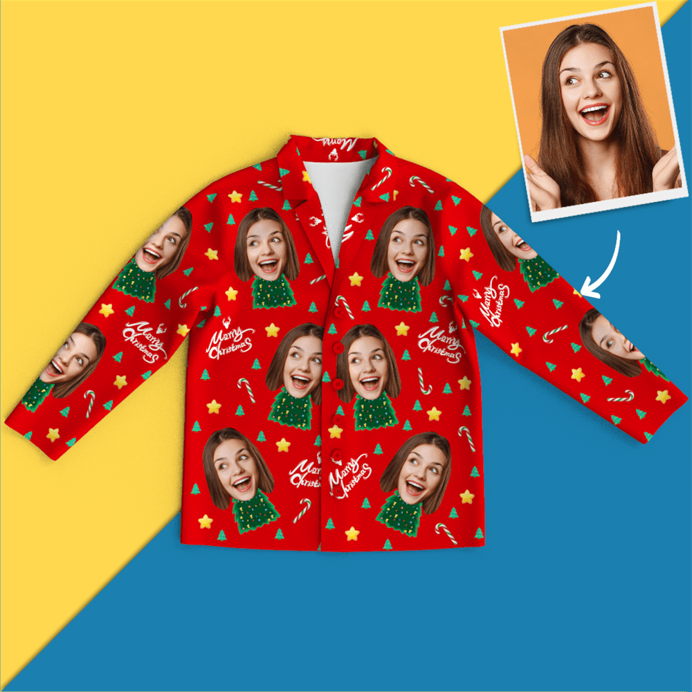Weihnachtsgeschenke, Individuelles Gesicht Auf Pyjamas, Weihnachtsbaum-pyjamas - dephotoblanket