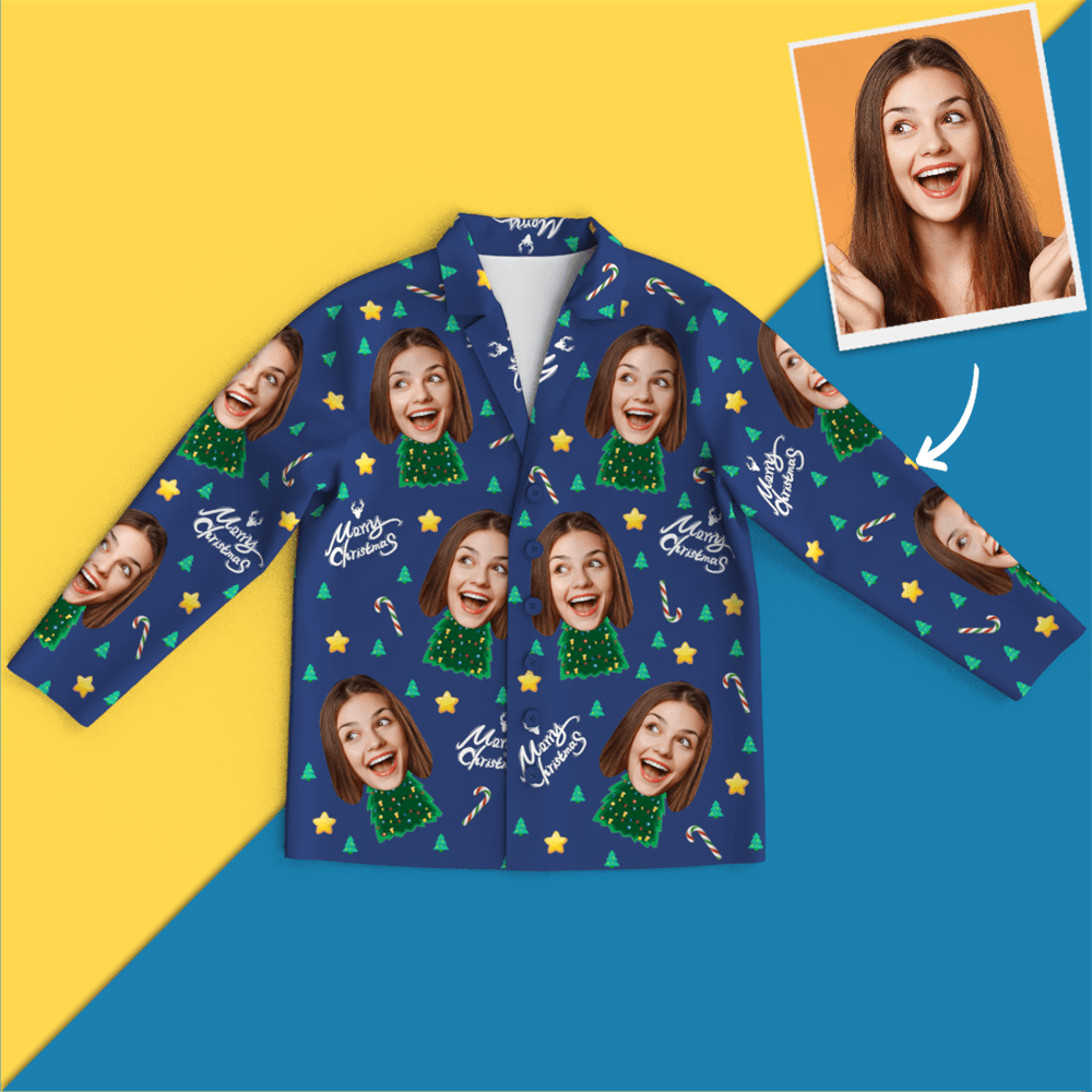 Weihnachtsgeschenke, Individuelles Gesicht Auf Pyjamas, Weihnachtsbaum-pyjamas - dephotoblanket