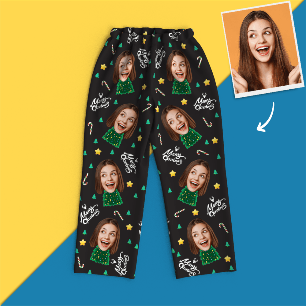 Weihnachtsgeschenke, Individuelles Gesicht Auf Pyjamas, Weihnachtsbaum-pyjamas - dephotoblanket