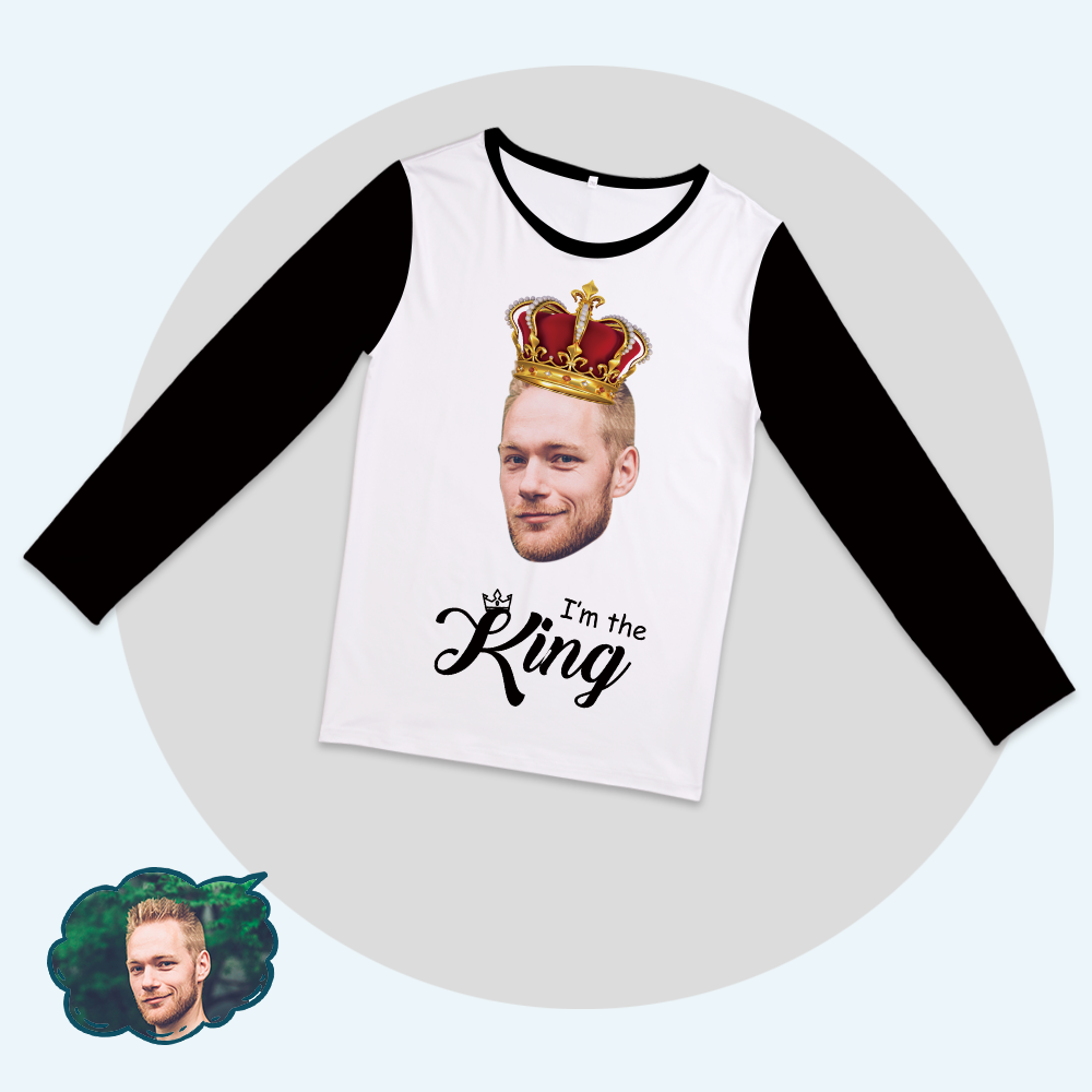 Benutzerdefiniertes Gesichts-pyjama-set. Passende Pyjamas Für König Und Königin – „ich Bin Der König“. - dephotoblanket