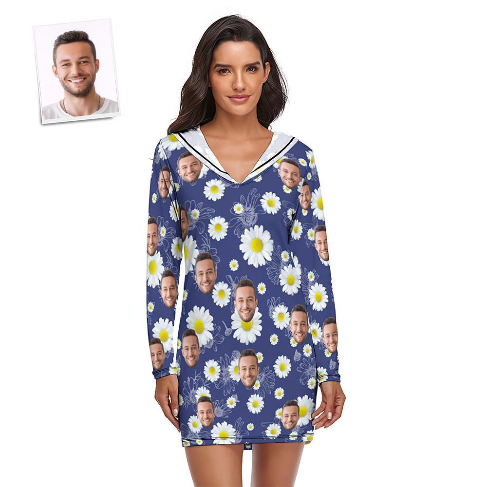 Benutzerdefinierte Gesichtspyjamas Damen-pyjama-sets Langarmkleid Sommernachtwäsche - Chrysantheme - dephotoblanket