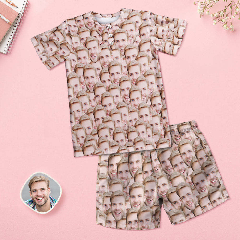 Benutzerdefinierter Gesichts-pyjama Mash Face Damen Kurz-pyjama-set Geschenk Für Sie - dephotoblanket