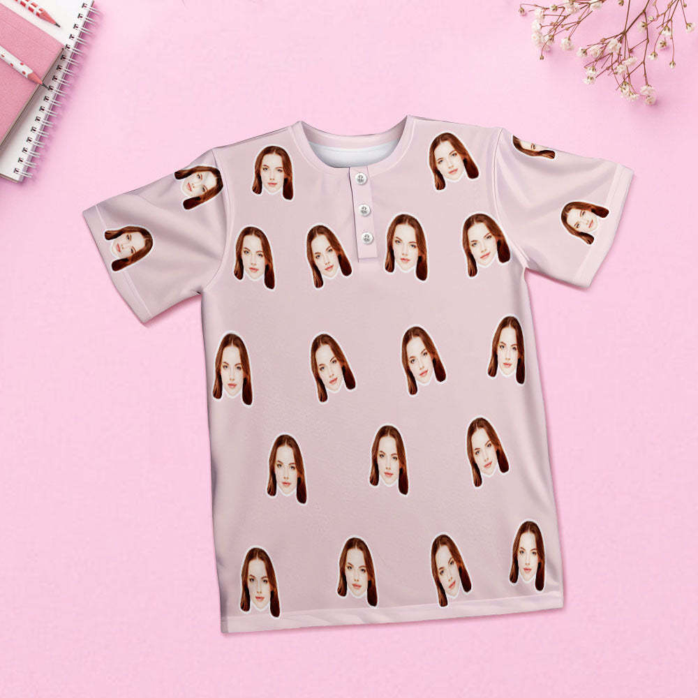 Benutzerdefinierter Gesichts-pyjama Für Damen, Kurzes Pyjama-set, Geschenk Für Liebhaber - dephotoblanket