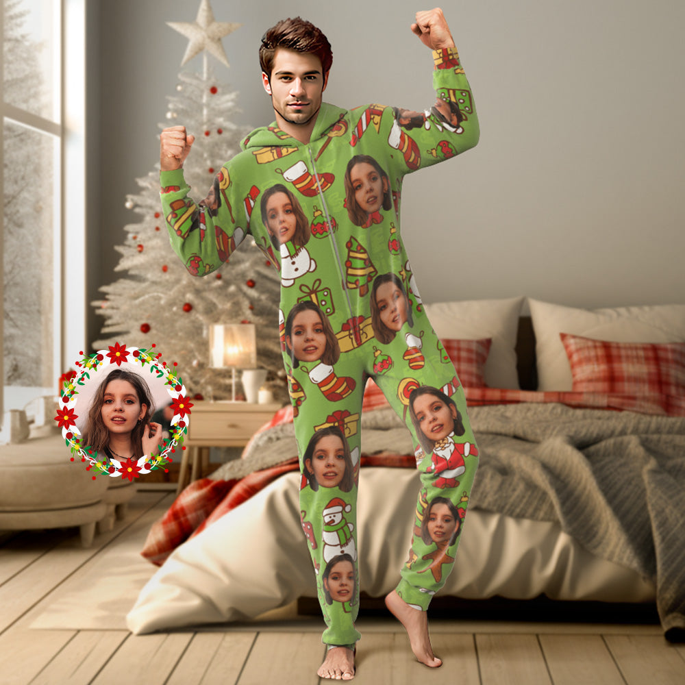 Onesies Grüner Weihnachtspyjama Einteiliger Schlafanzug Familienpyjama Weihnachtsgeschenk