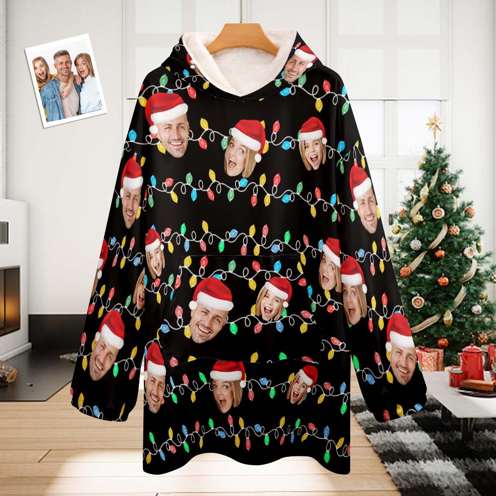 Benutzerdefinierte Gesicht Erwachsene Unisex Decke Pyjamas Personalisierte Foto Weihnachten Familie Weihnachten Leds Pyjamas Frohe Weihnachten