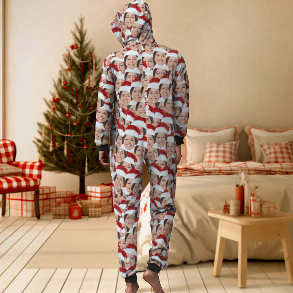 Custom Face Mash Onesies Christmas Pajamas One-Piece Sleepwear Christmas Gift - dephotoblanket