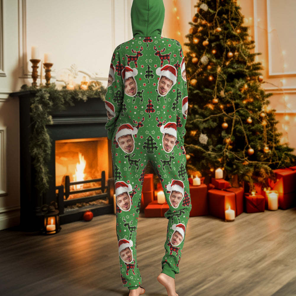 Benutzerdefinierte Gesichts-onesies-pyjamas, Buntes Weihnachts-einteiler-nachtwäsche, Weihnachtsgeschenk - dephotoblanket