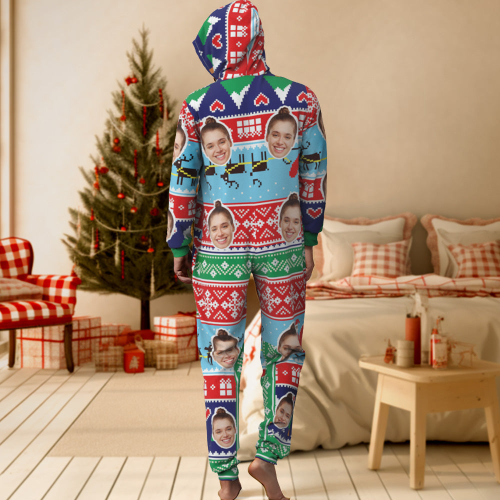 Benutzerdefinierte Face Onesies Pyjamas Klasse Weihnachten Einteiler Nachtwäsche Weihnachtsgeschenk