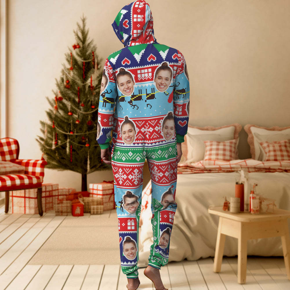 Benutzerdefinierte Face Onesies Pyjamas Klasse Weihnachten Einteiler Nachtwäsche Weihnachtsgeschenk - dephotoblanket