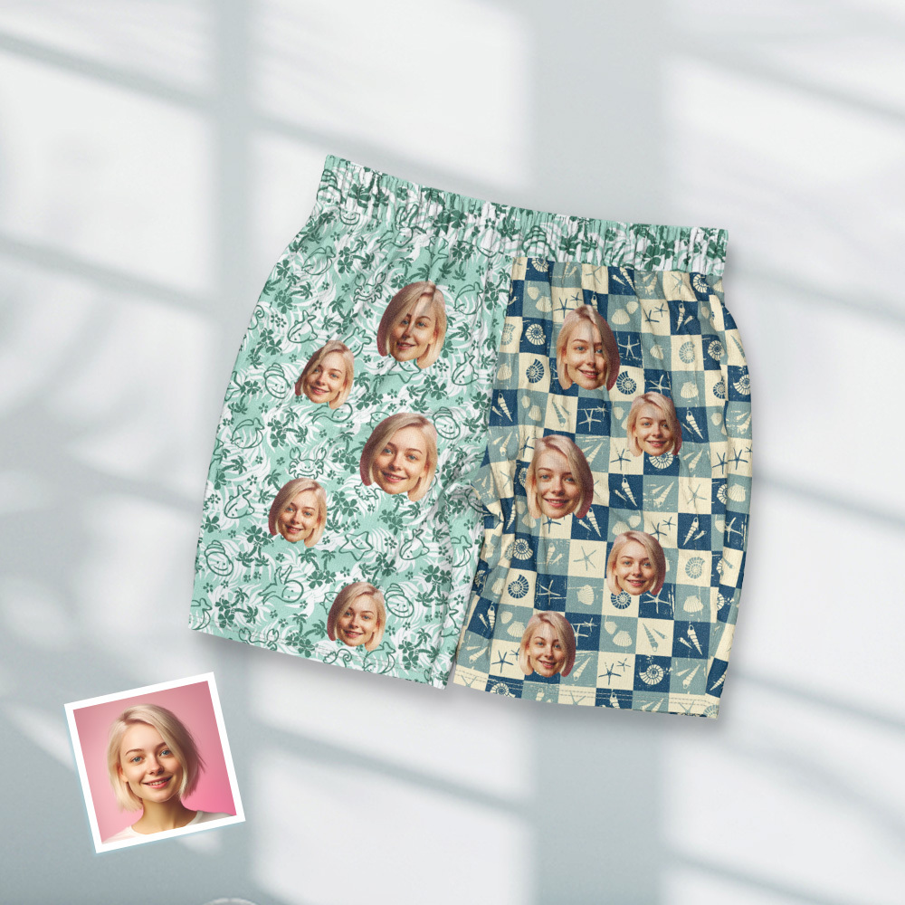 Benutzerdefiniertes Gesicht Kurzarm-pyjama, Personalisierter Blätter-pyjama Für Damen Und Herren, Rosa Nachtwäsche - dephotoblanket