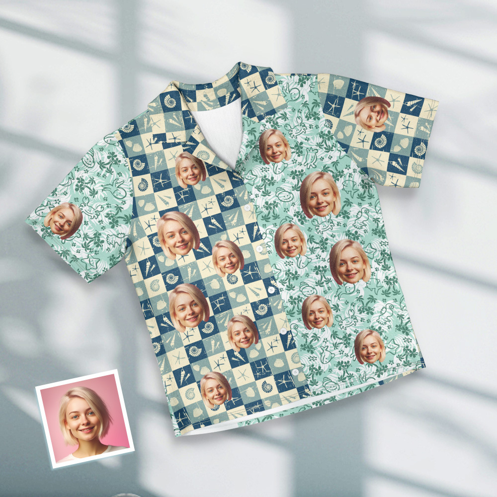 Benutzerdefiniertes Gesicht Kurzarm-pyjama, Personalisierter Blätter-pyjama Für Damen Und Herren, Rosa Nachtwäsche - dephotoblanket