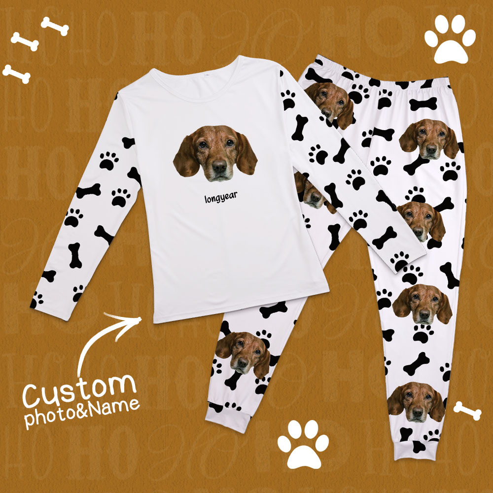 Benutzerdefinierte Foto-haustiergesichter – Geschenk Für Hundeliebhaber, Katzenliebhaber – Personalisiertes Unisex-pyjama-set - dephotoblanket