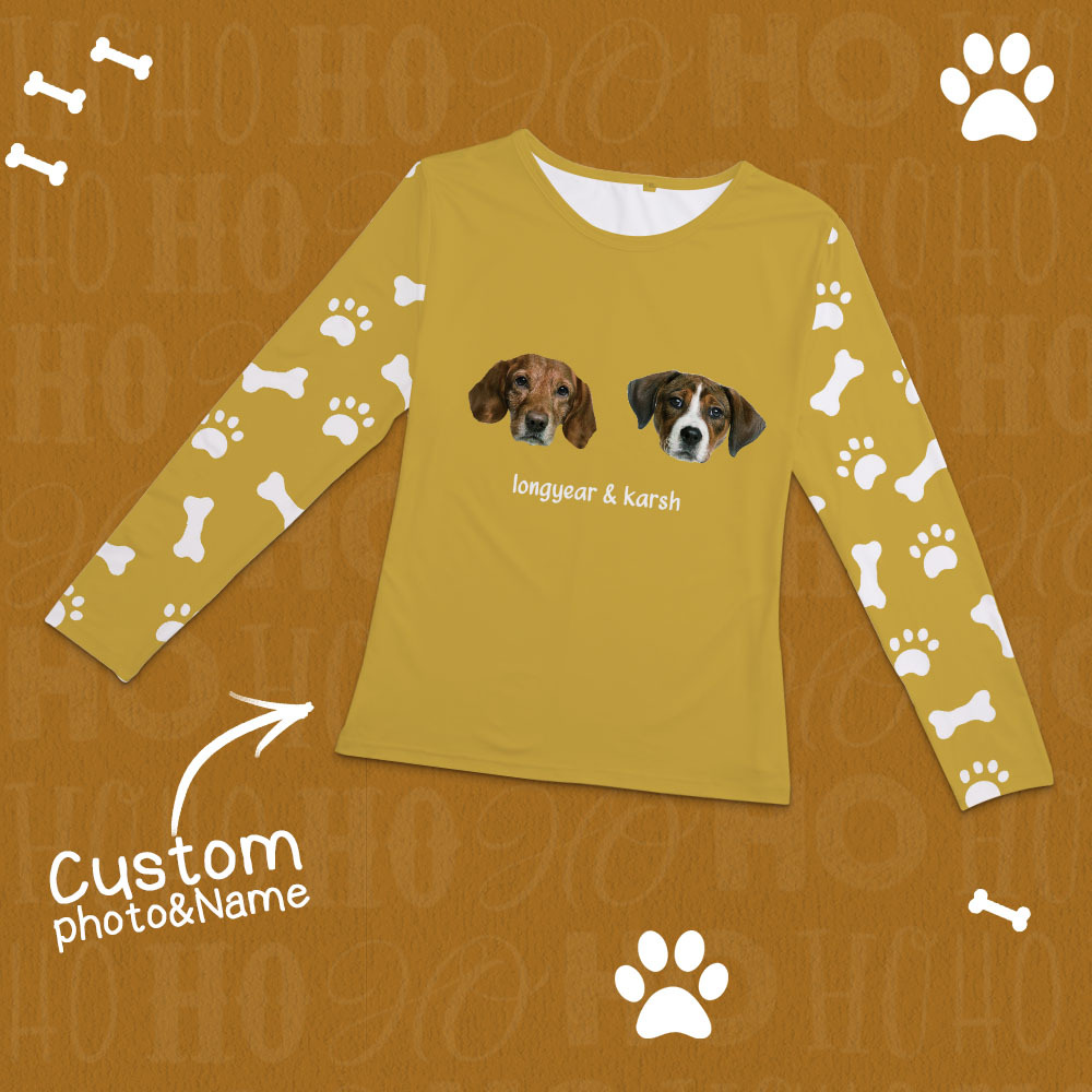 Benutzerdefinierte Foto-haustiergesichter – Geschenk Für Hundeliebhaber, Katzenliebhaber – Personalisiertes Unisex-pyjama-set - dephotoblanket