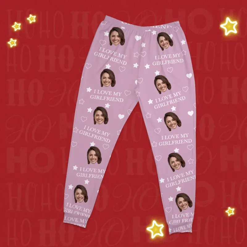 Individuelles Foto „i Love My Lover“ – Personalisierte Pyjamahose