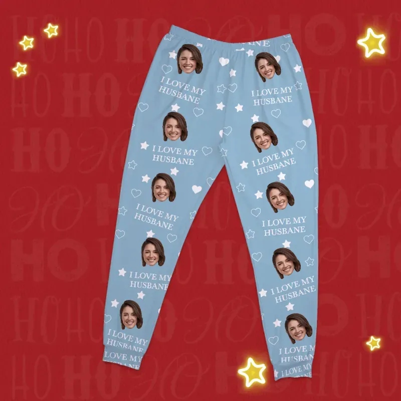 Individuelles Foto „i Love My Lover“ – Personalisierte Pyjamahose