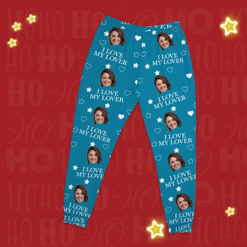 Individuelles Foto „i Love My Lover“ – Personalisierte Pyjamahose