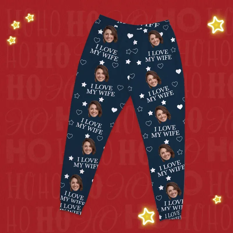 Individuelles Foto „i Love My Lover“ – Personalisierte Pyjamahose