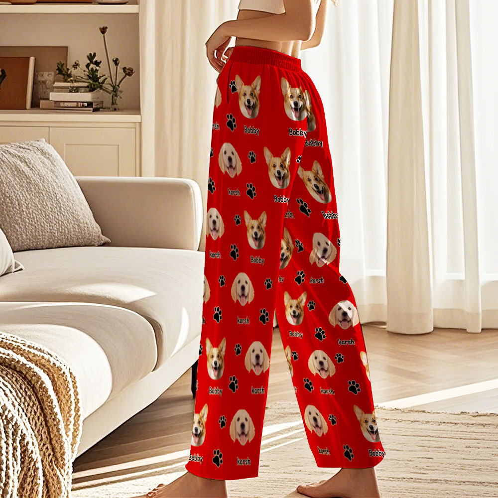 Personalisiertes Hunde- Und Katzengesicht, Foto, Mehrfarbig, Kariert, Name, Pyjamahose, Geburtstag, Weihnachten, Geschenk Für Frauen, Männer, Haustierliebhaber