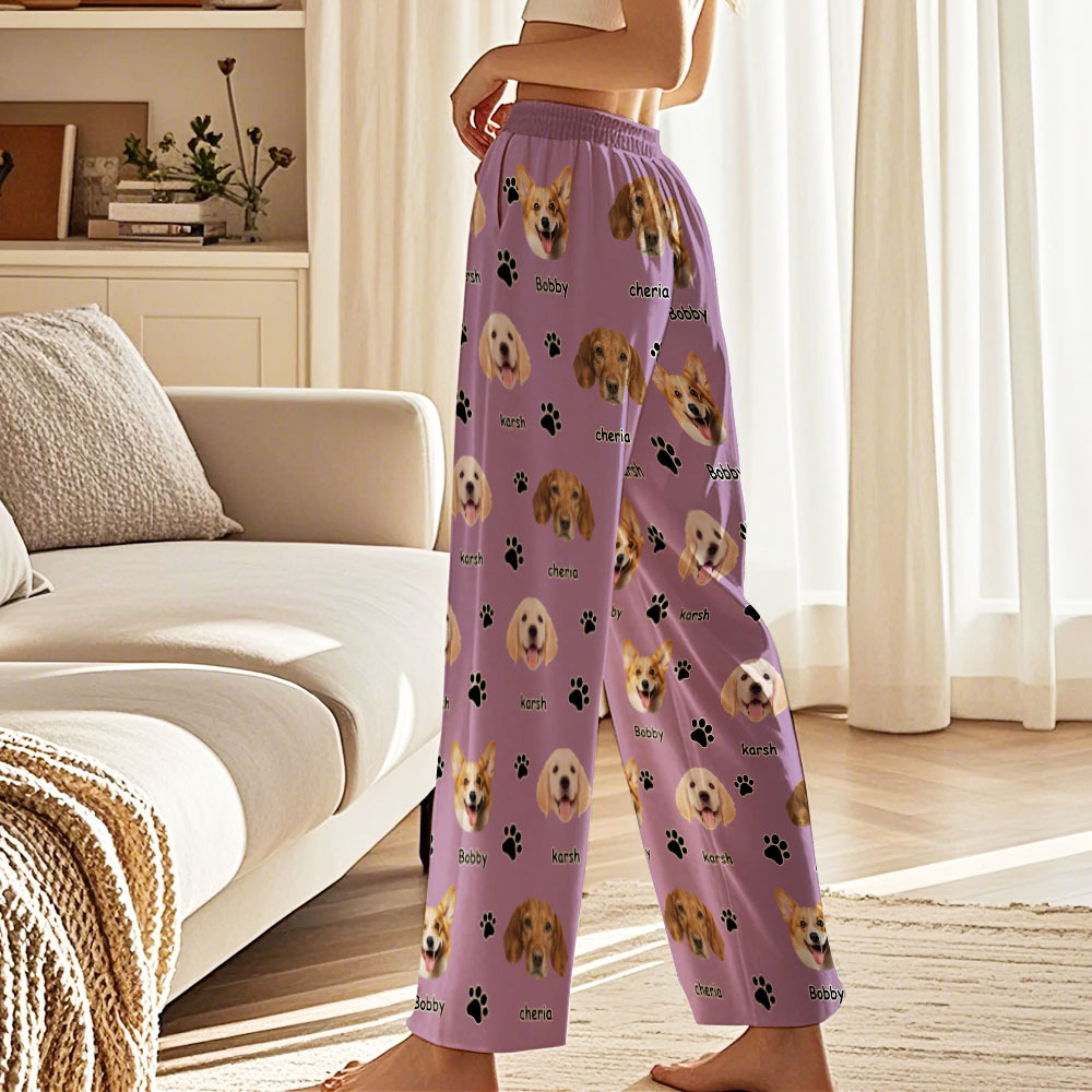 Personalisiertes Hunde- Und Katzengesicht, Foto, Mehrfarbig, Kariert, Name, Pyjamahose, Geburtstag, Weihnachten, Geschenk Für Frauen, Männer, Haustierliebhaber
