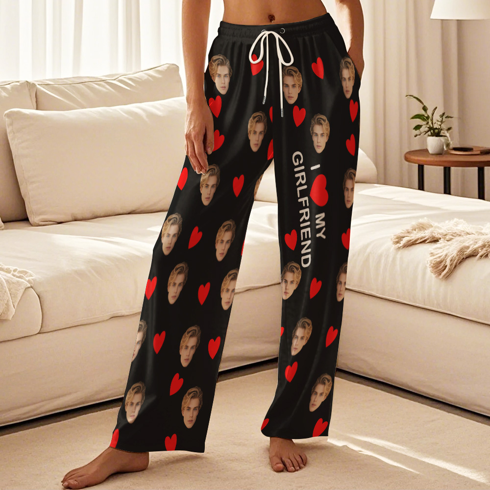Benutzerdefinierte Gesichts-pyjama-hose, Personalisierbar, I Love My Honey-pyjama-hose, Valentinstagsgeschenke - dephotoblanket