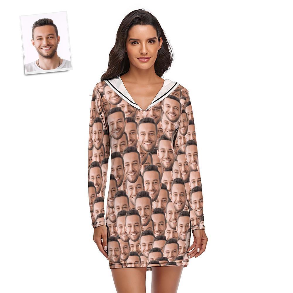 Custom Face Mash Pyjamas Damen Pyjama Sets Langarm Kleid Sommer Nachtwäsche - dephotoblanket
