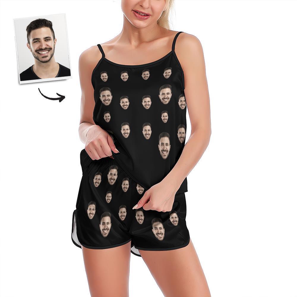 Benutzerdefinierte Gesichts-pyjamas, Hosenträger, Schlafmantel, Shorts, Dessous-set, Sommer-nachtwäsche – Gesicht - dephotoblanket