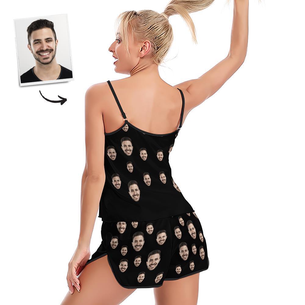 Benutzerdefinierte Gesichts-pyjamas, Hosenträger, Schlafmantel, Shorts, Dessous-set, Sommer-nachtwäsche – Gesicht - dephotoblanket
